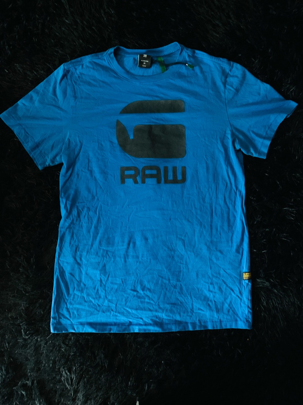 G-Star Raw Flock Hamburger Logo Men’s Blue Short Sleeve Tee Medium